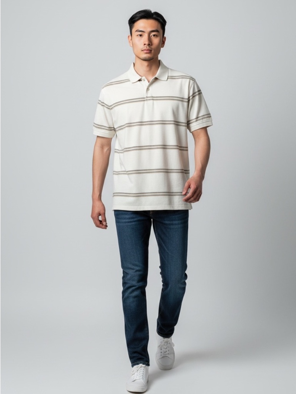 IZOD Rock Washed Striped Short Sleeve Polo Size Large